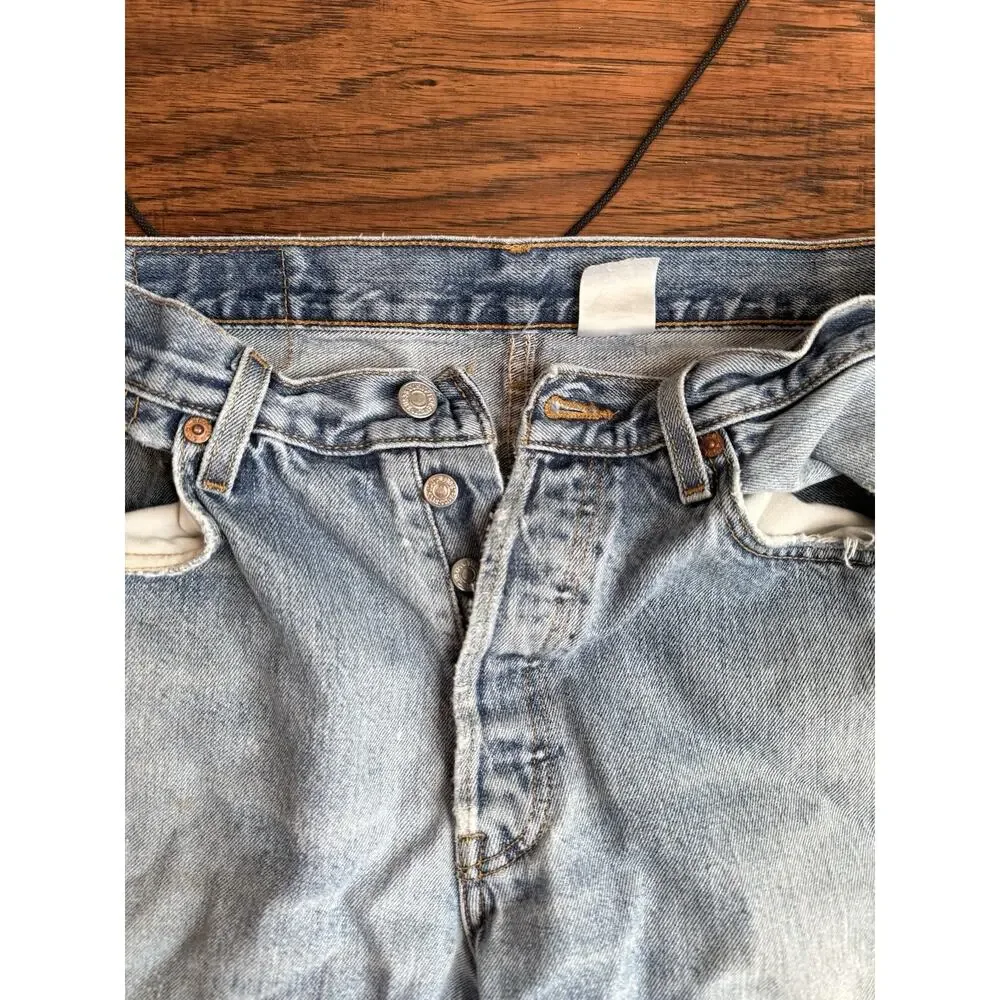 Levis 501 Button Fly Jeans 34x32 Tag Fits 32x31 Distressed Destroyed Knees